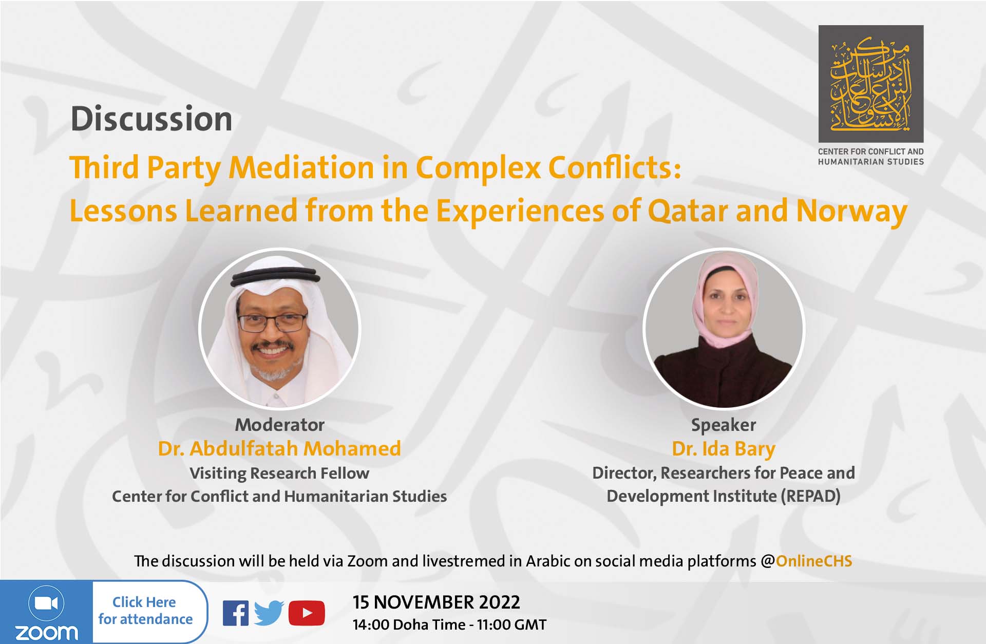 Upcoming Event: “Third Party Mediation in complex conflicts: Lessons Learned from the experiences of Qatar and Norway”
